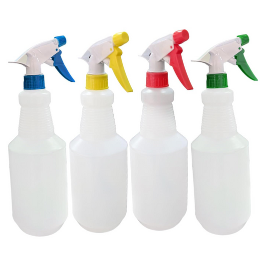 Lavex Plastic Bottles with Assorted Color Spray Trigger