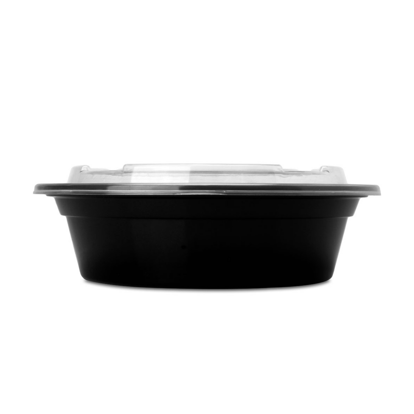 32oz, Round Black PP Plastic Food Container with clear lid, heavy weight