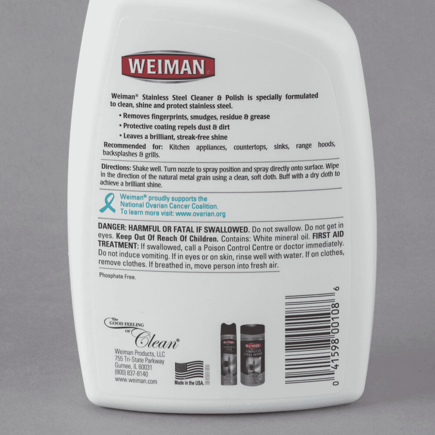 Weiman W108. Trigger Spray Stainless Steel Cleaner & Polish - 6/Case