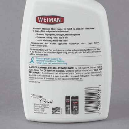 Weiman W108. Trigger Spray Stainless Steel Cleaner & Polish - 6/Case