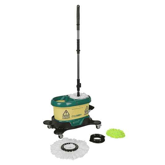 Bissell Commercial CycloMop Spin Mop and Bucket System with Dolly, 2 Mop Heads, and Scrub Brush