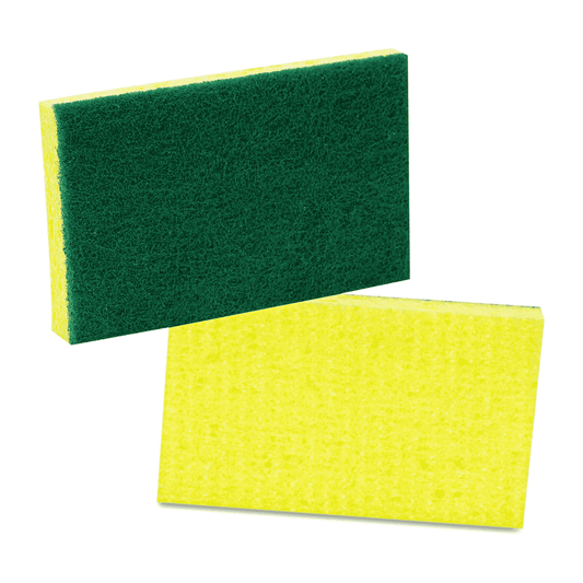 Medium duty, Yellow Sponge with Green Scouring Pad